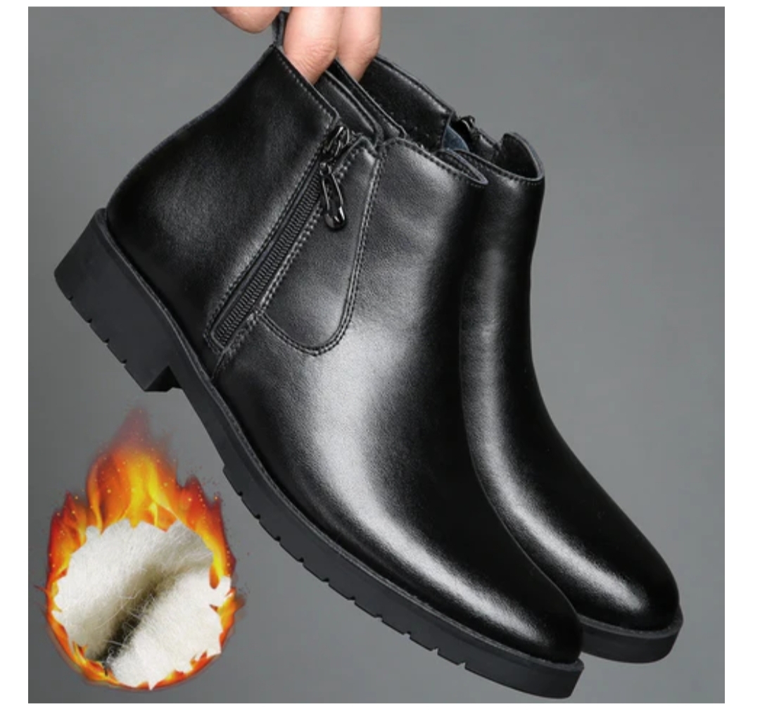 Black Color Zip Leather Classic Ankle Boots For Men