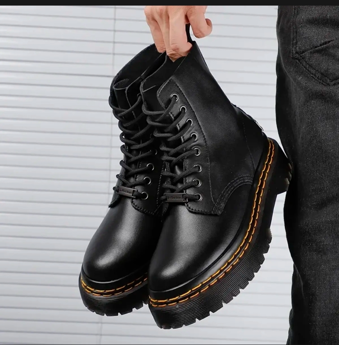Black Tripal Sole Martain Boots For Men