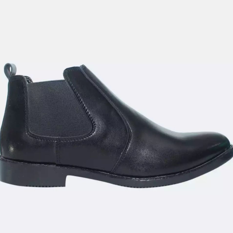 Black Color Leather Ankle Boots For Men
