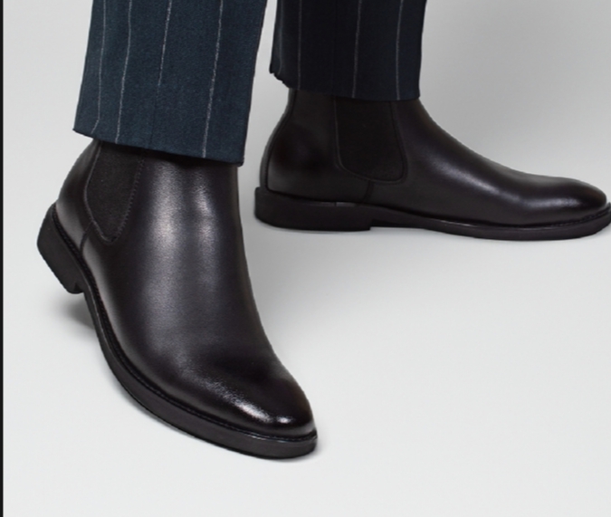 Black Leather Ankle Boots For Men