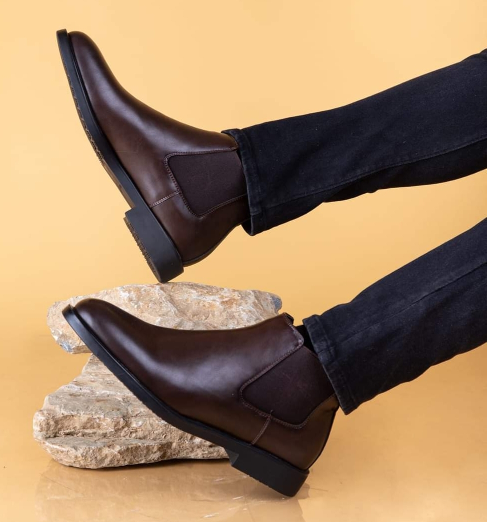 Brown Leather Ankle Boots For Men