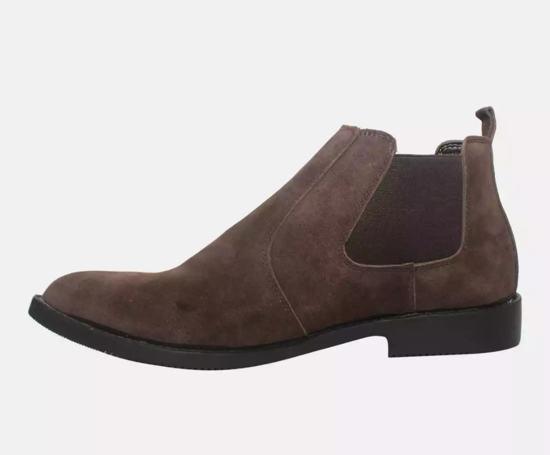 Coffee Brown Suede Ankle Boots For Men