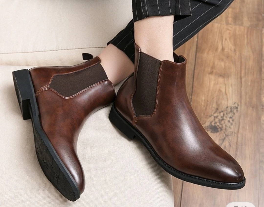 Brown Leather Ankle Boots For Men