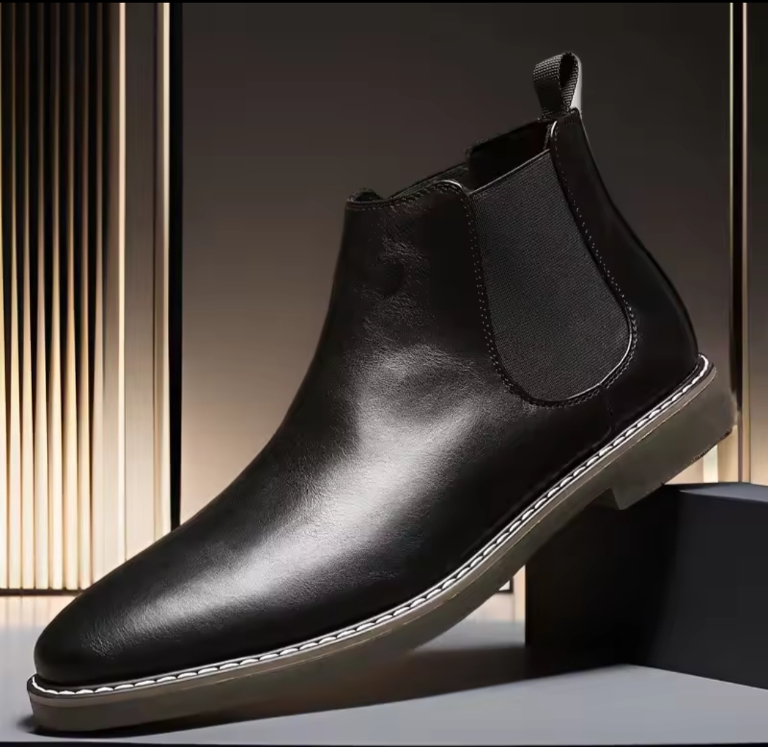 Black Leather Ankle Boots For Men