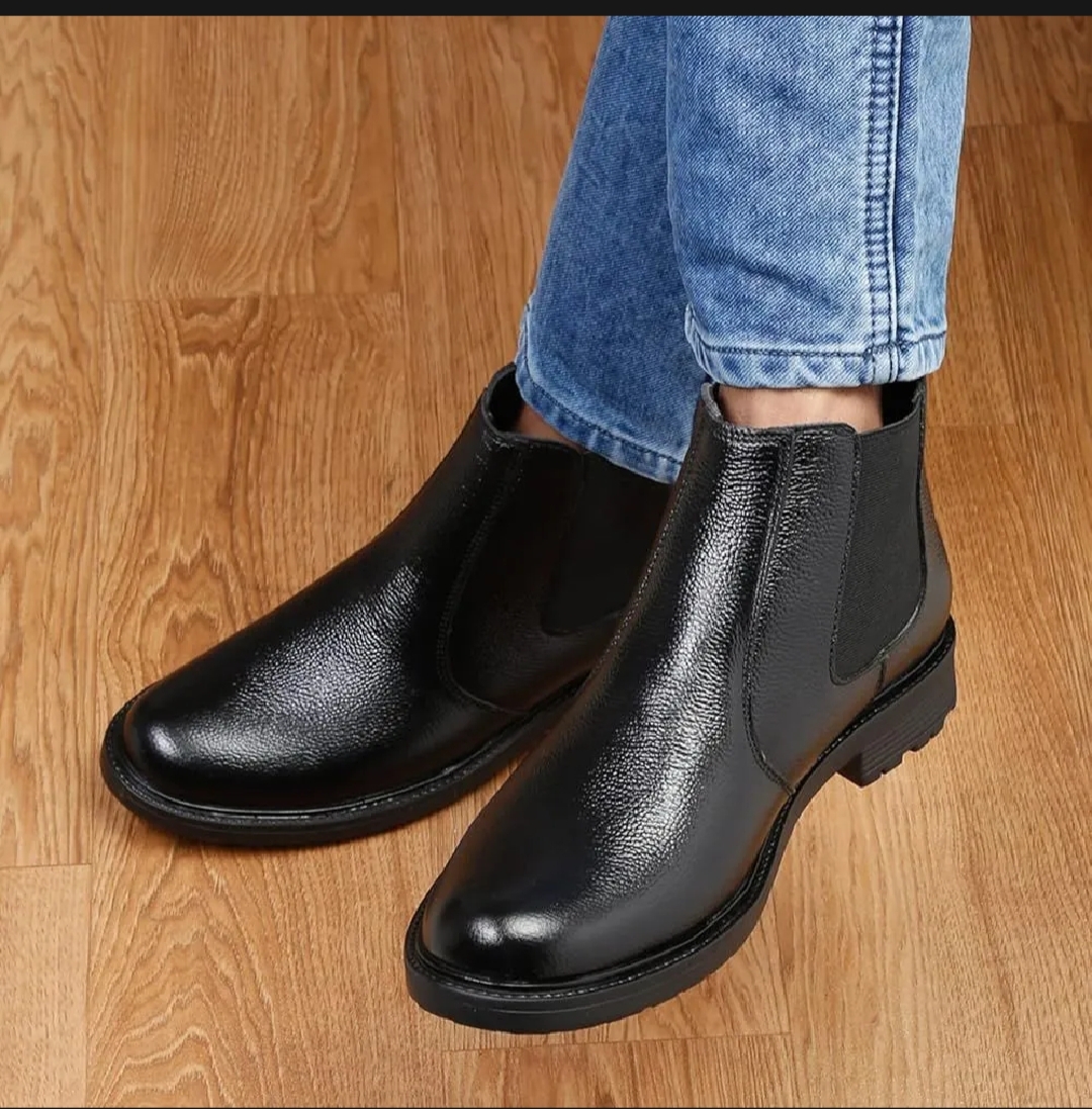 Black Leather Ankle Boots For Men