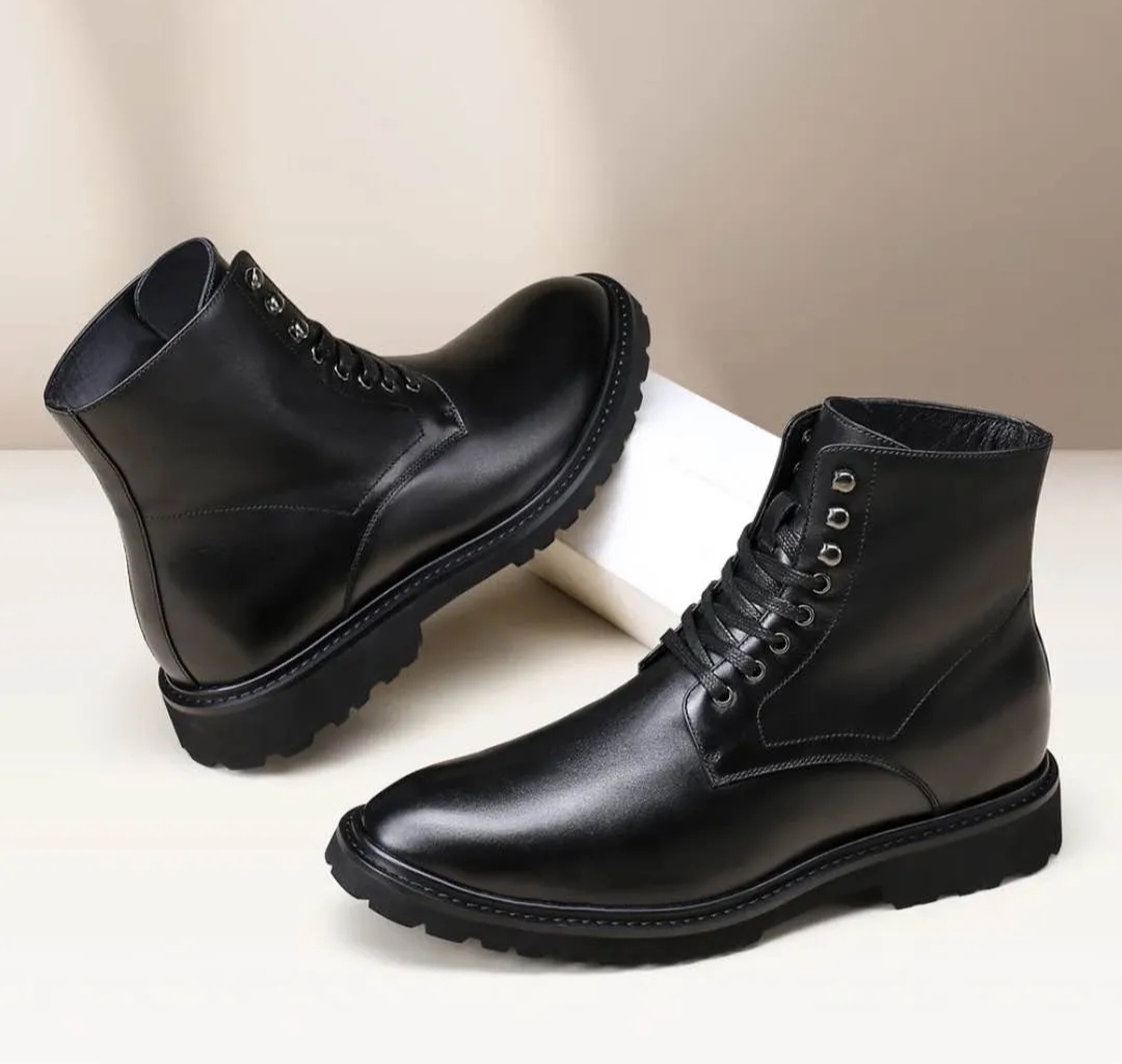 Black Leather Ankle Boots For Men