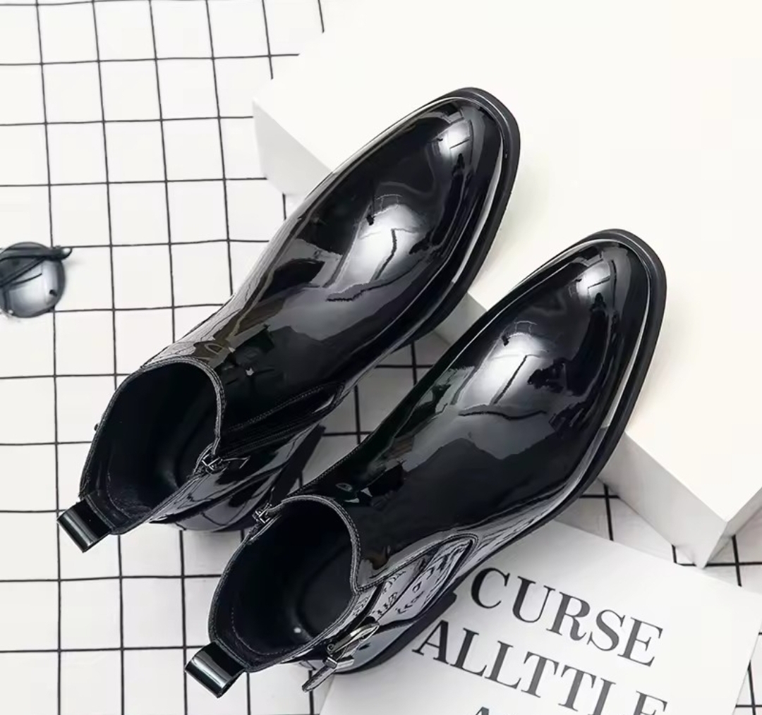 Black Leather Ankle Boots For Men