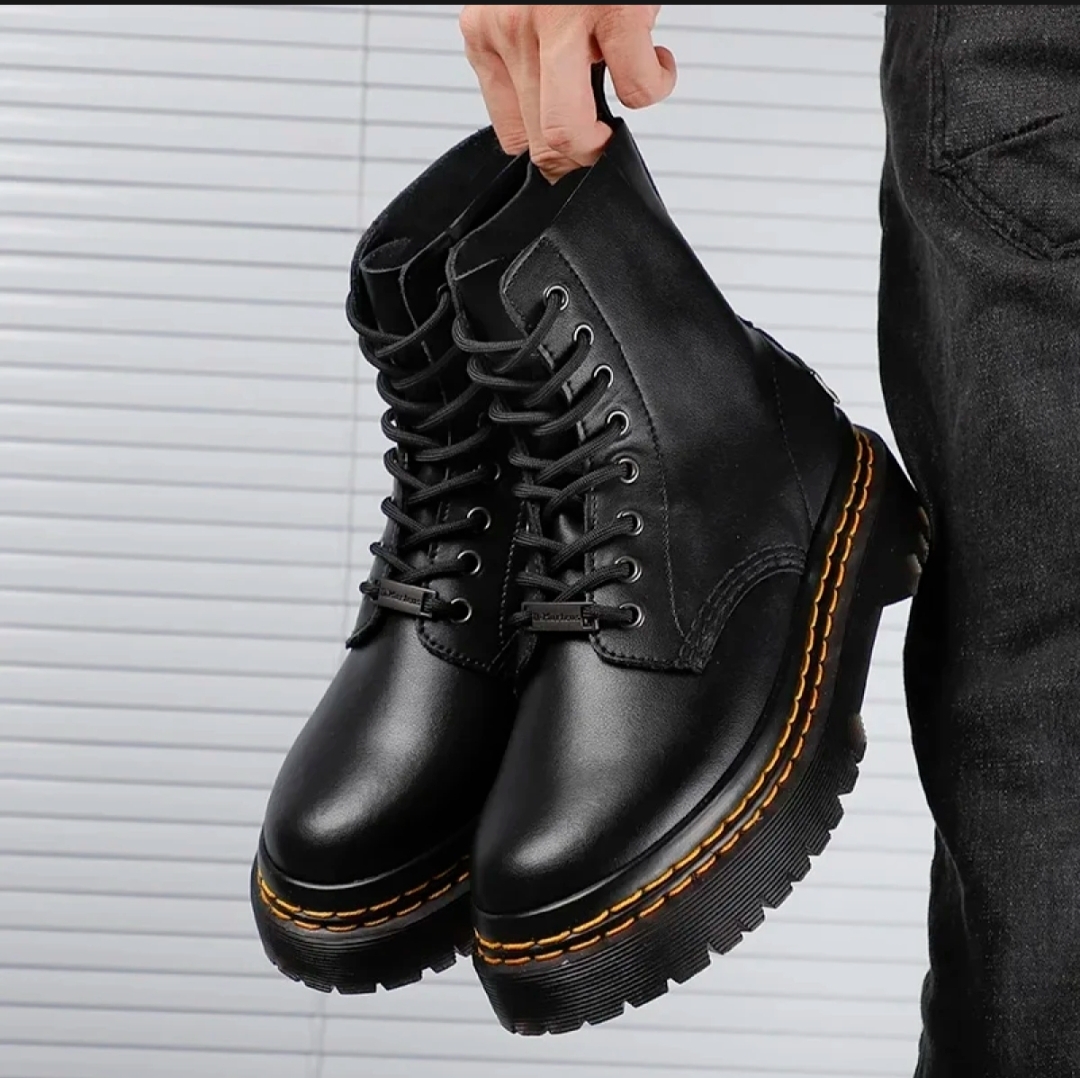 Black Triple Sole Martin Boots For Men