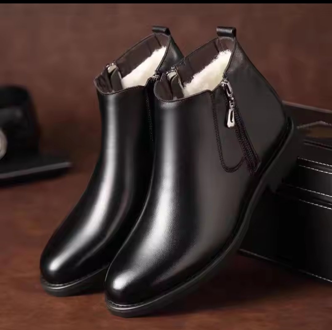  Black Leather Classic Ankle Boots for Men