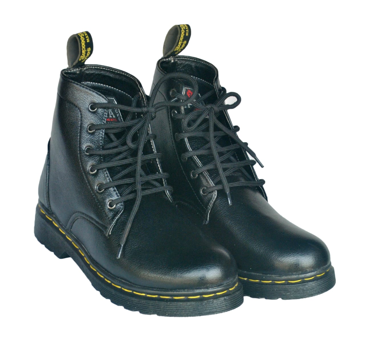 Black Leather Martin Boots For Men