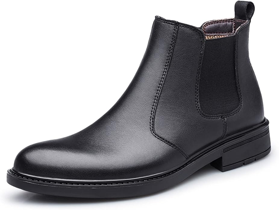 Pu Leather Black Color Classic Ankle Boots For Men