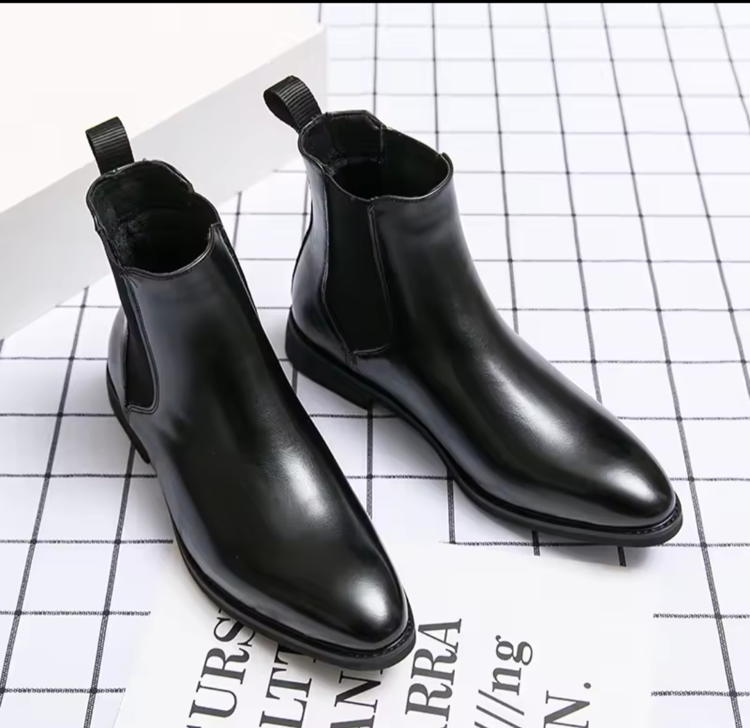 Black Leather Ankle Boots For Men