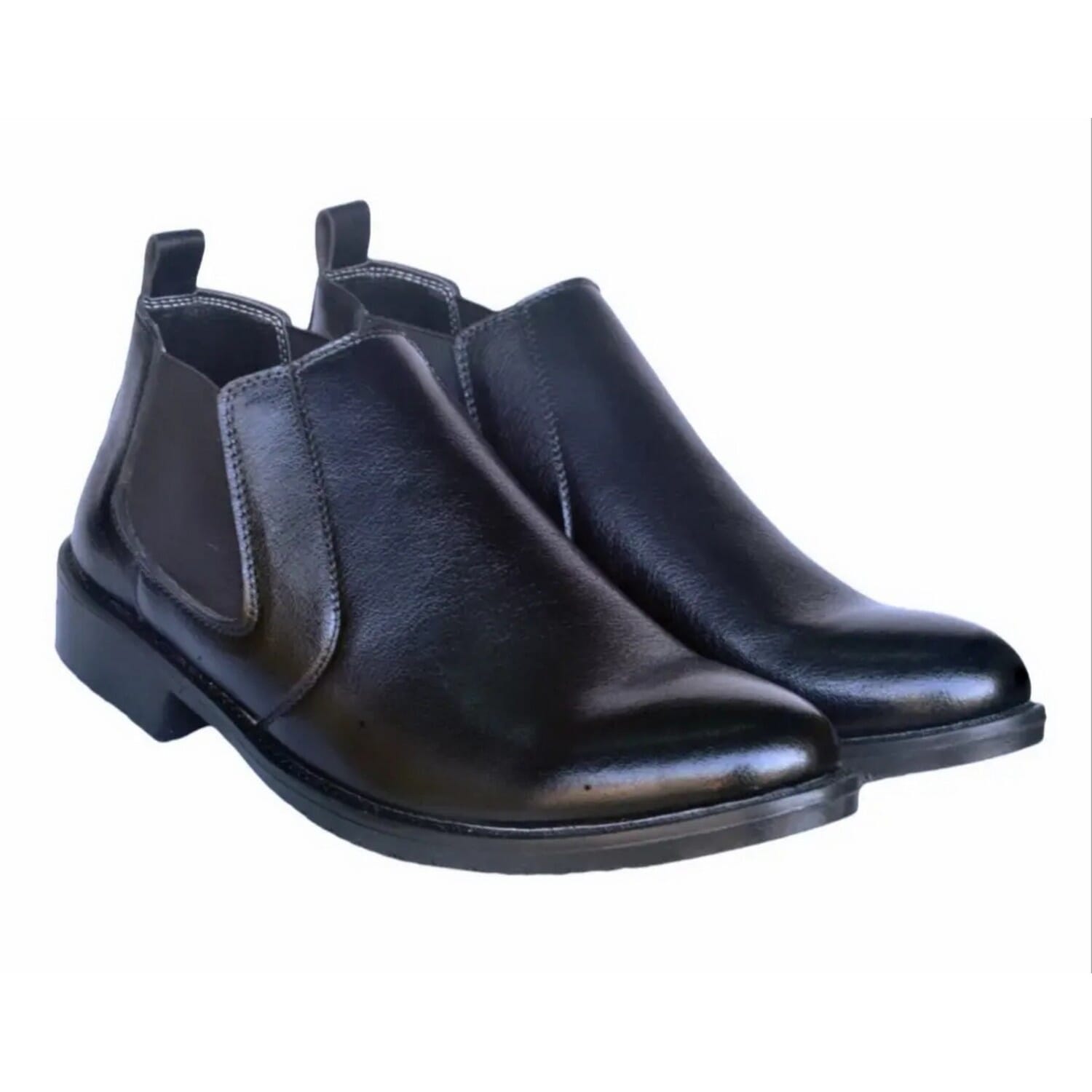 Black Color Leather Ankle Boots For Men