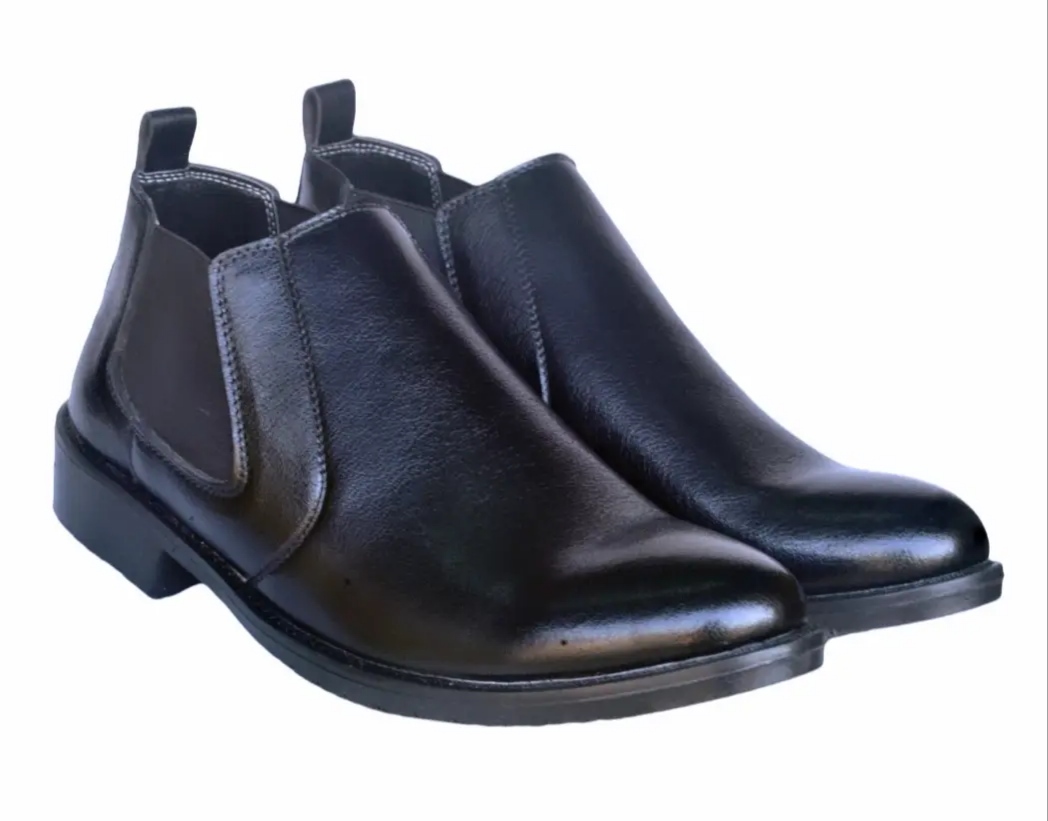 Premium Quality Leather Black Color  Ankle Boots For Men