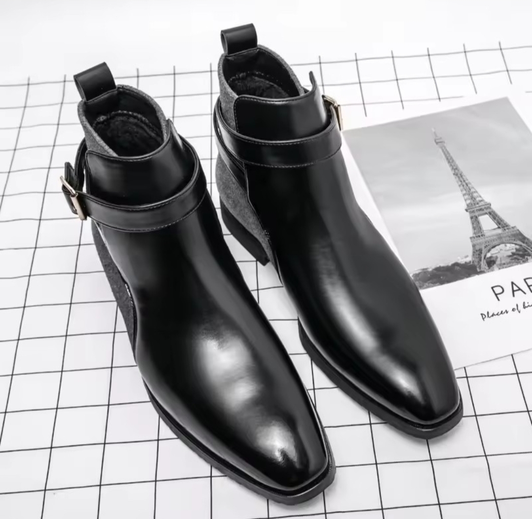High Pu Leather Classic Ankle Boots For Men - Black