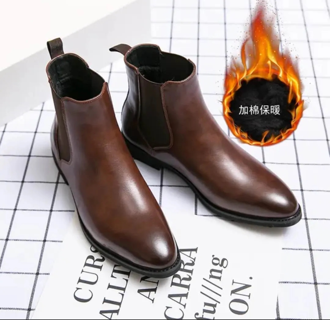 Classic Brown Leather Ankle Boots For Men