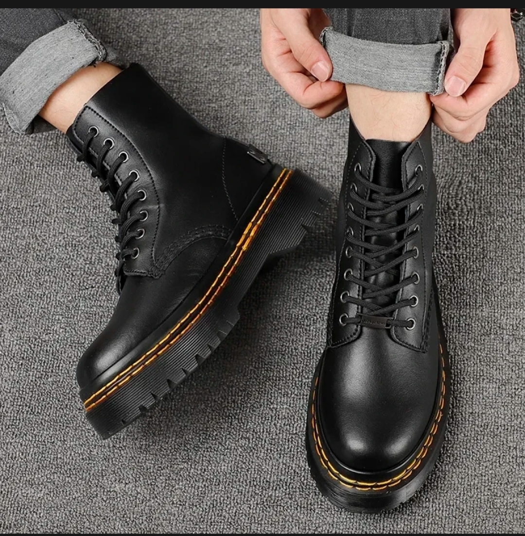 Black Triple Sole Martin Boots For Men