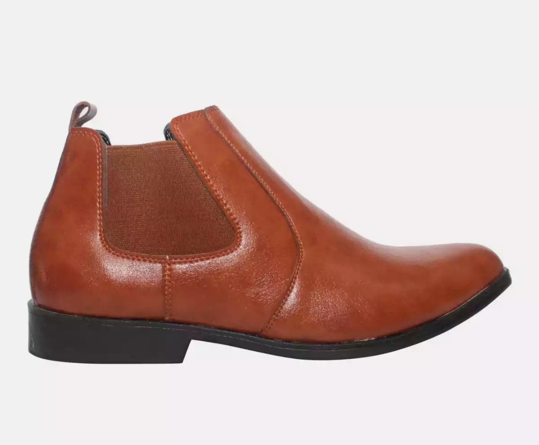 Tan Autumn PU Leather Ankle Boots For Men