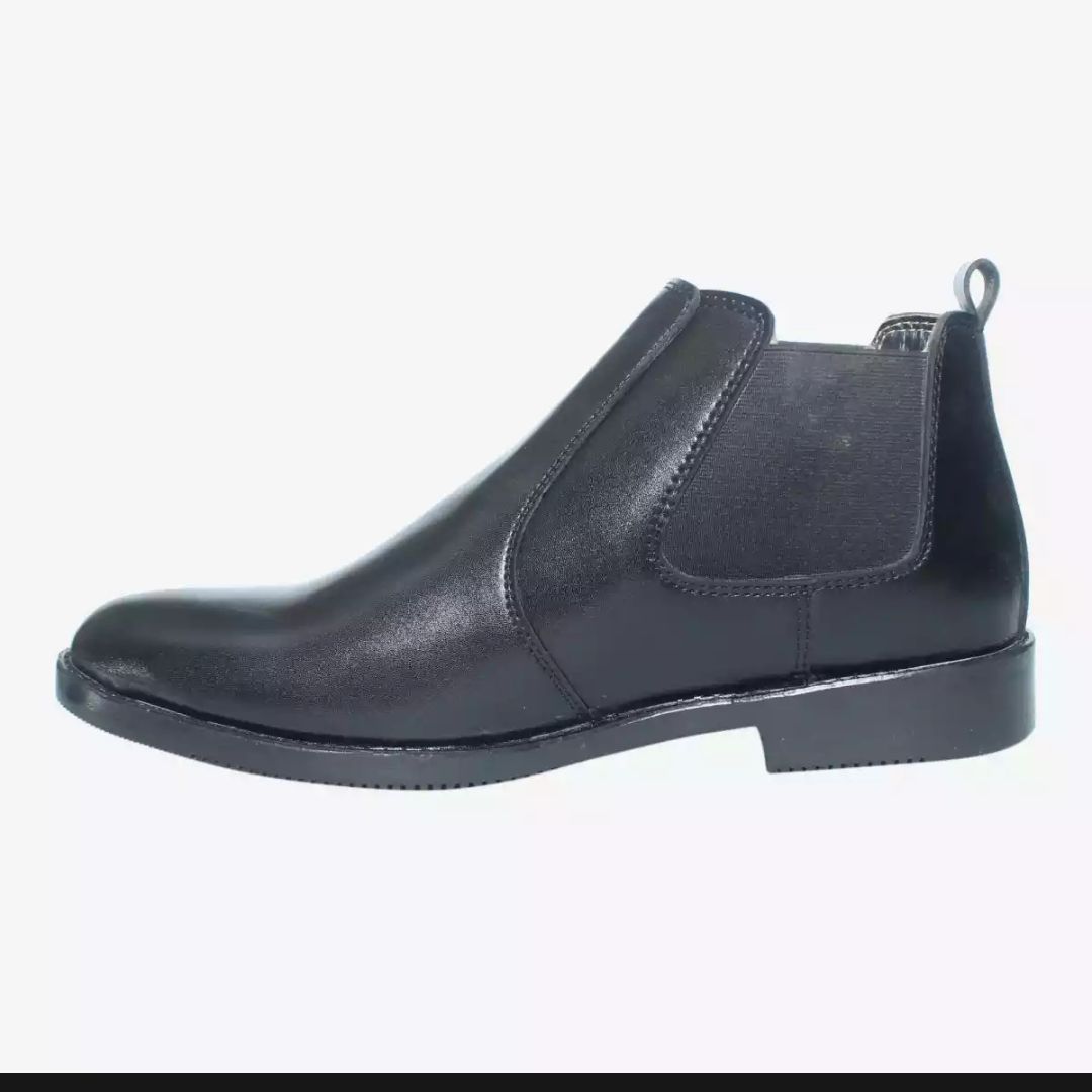 Black PU Leather Ankle Boots For Men