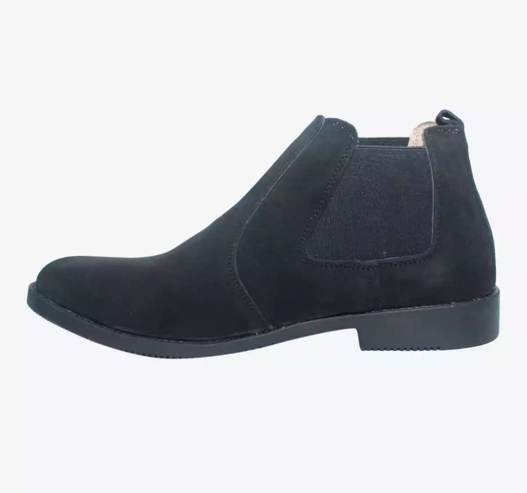 Black Color Pointed Suede Leather Shoes For Men