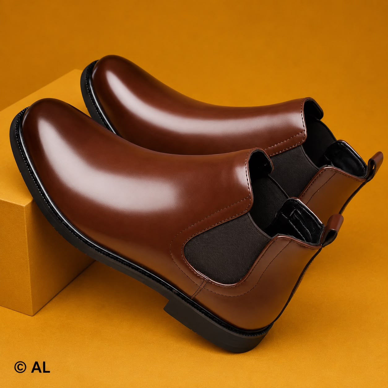 Classic Brown Chelsea Leather Boots For Men