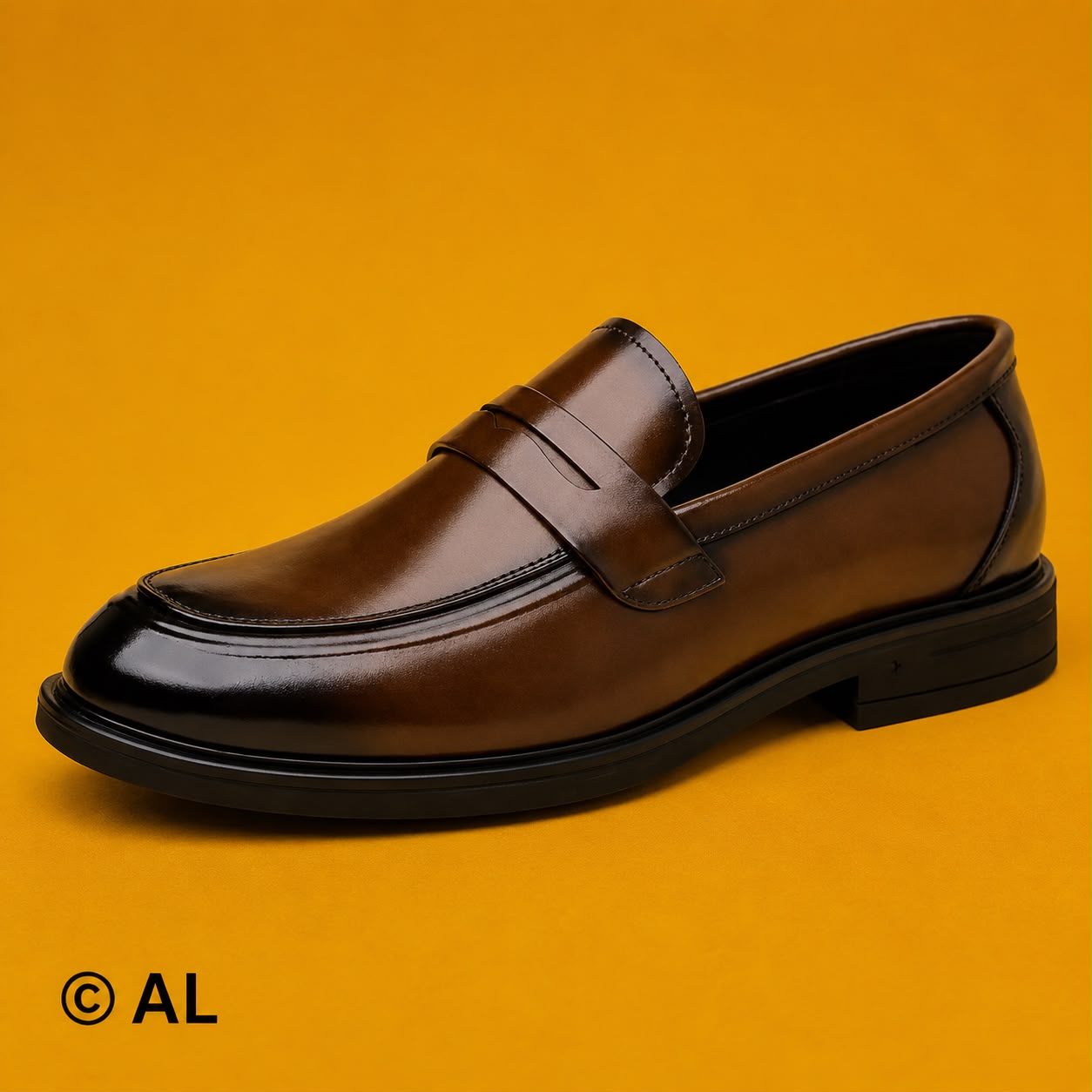 Classic Brown Leather Penny Loafers For Men