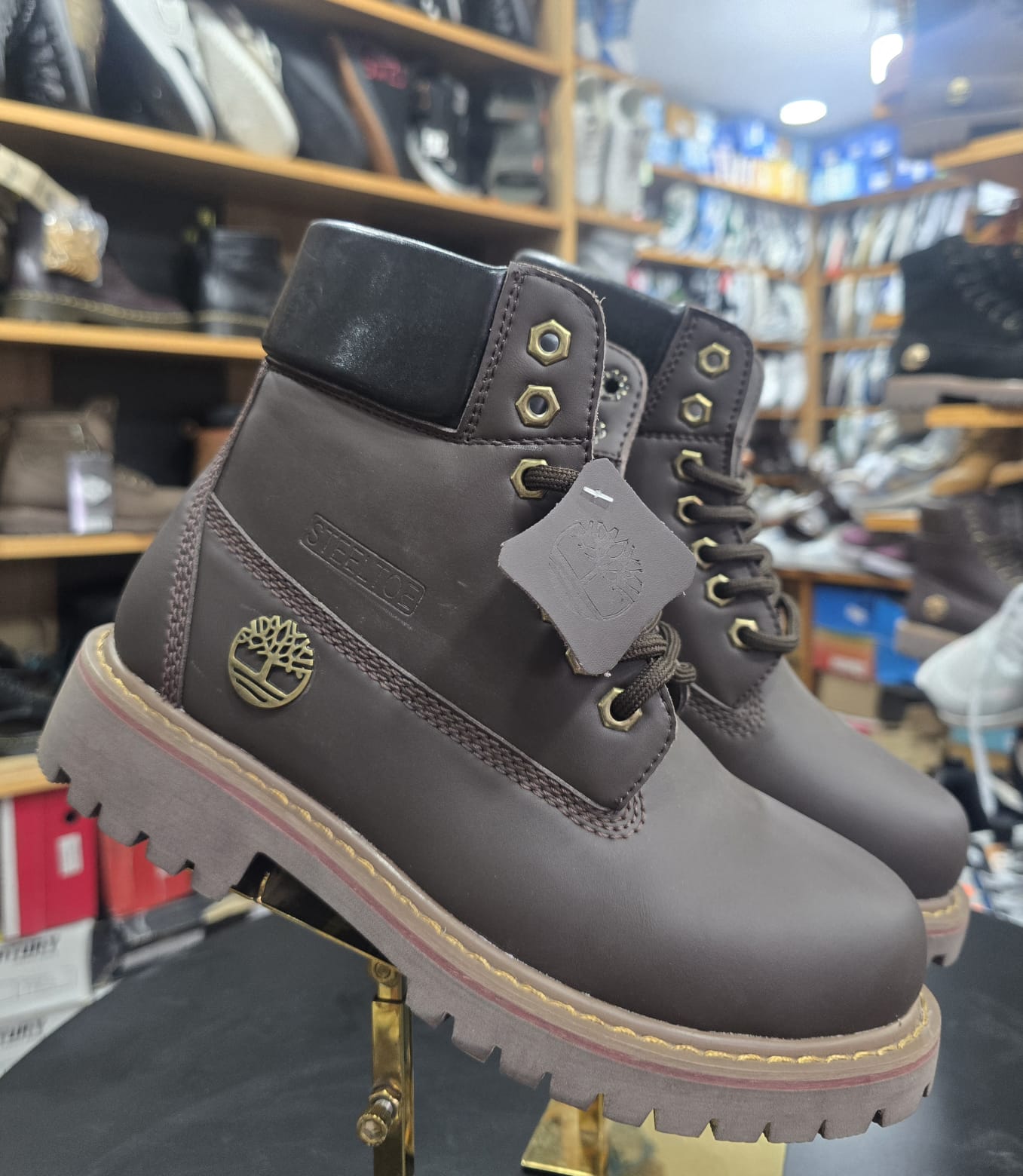 Unisex Hard Toe Tan Ankle Boots 