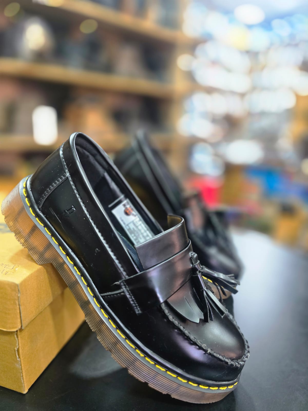 Unisex Black Tassel Loafers 