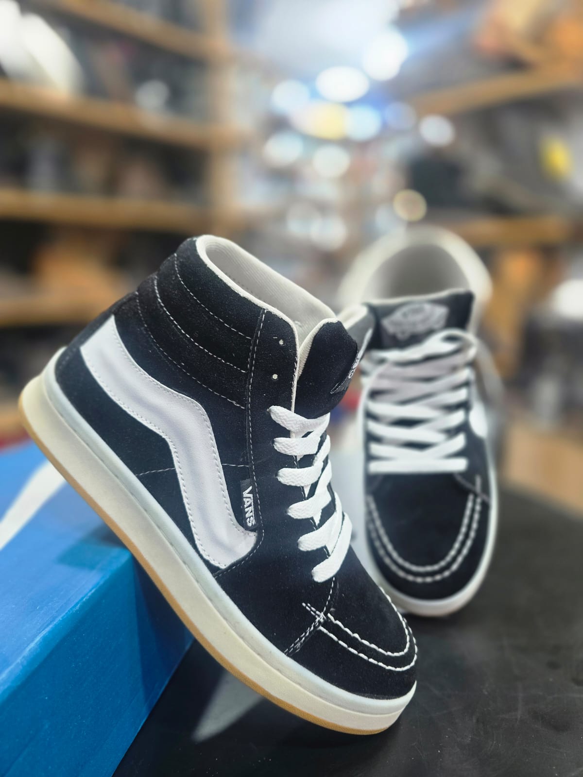 Unisex Black White High Top Sneakers 