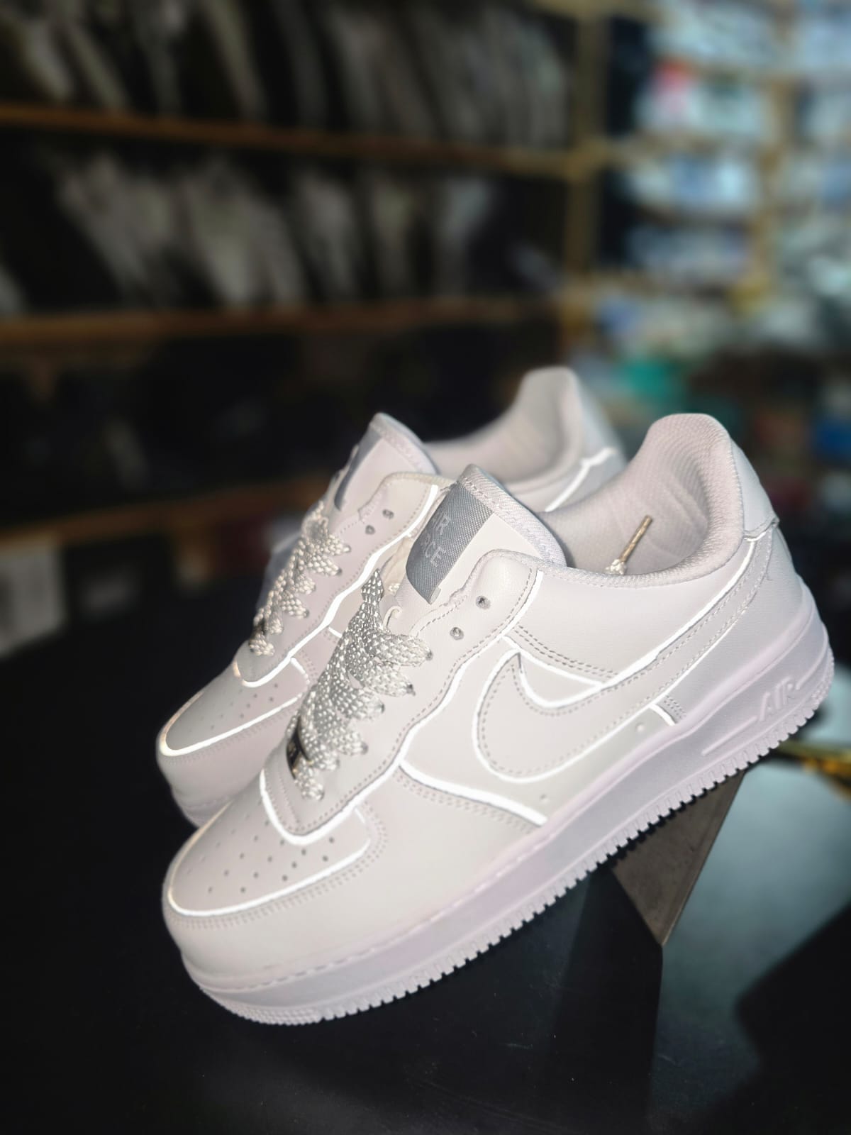 Unisex Reflective AF1 White Sneakers 
