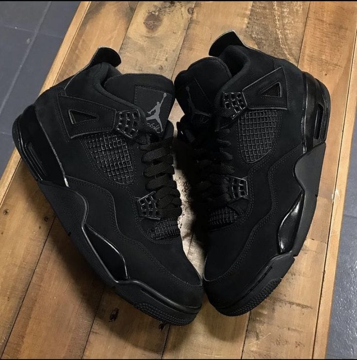 Black Cat Jordan 4 Sneakers For Men
