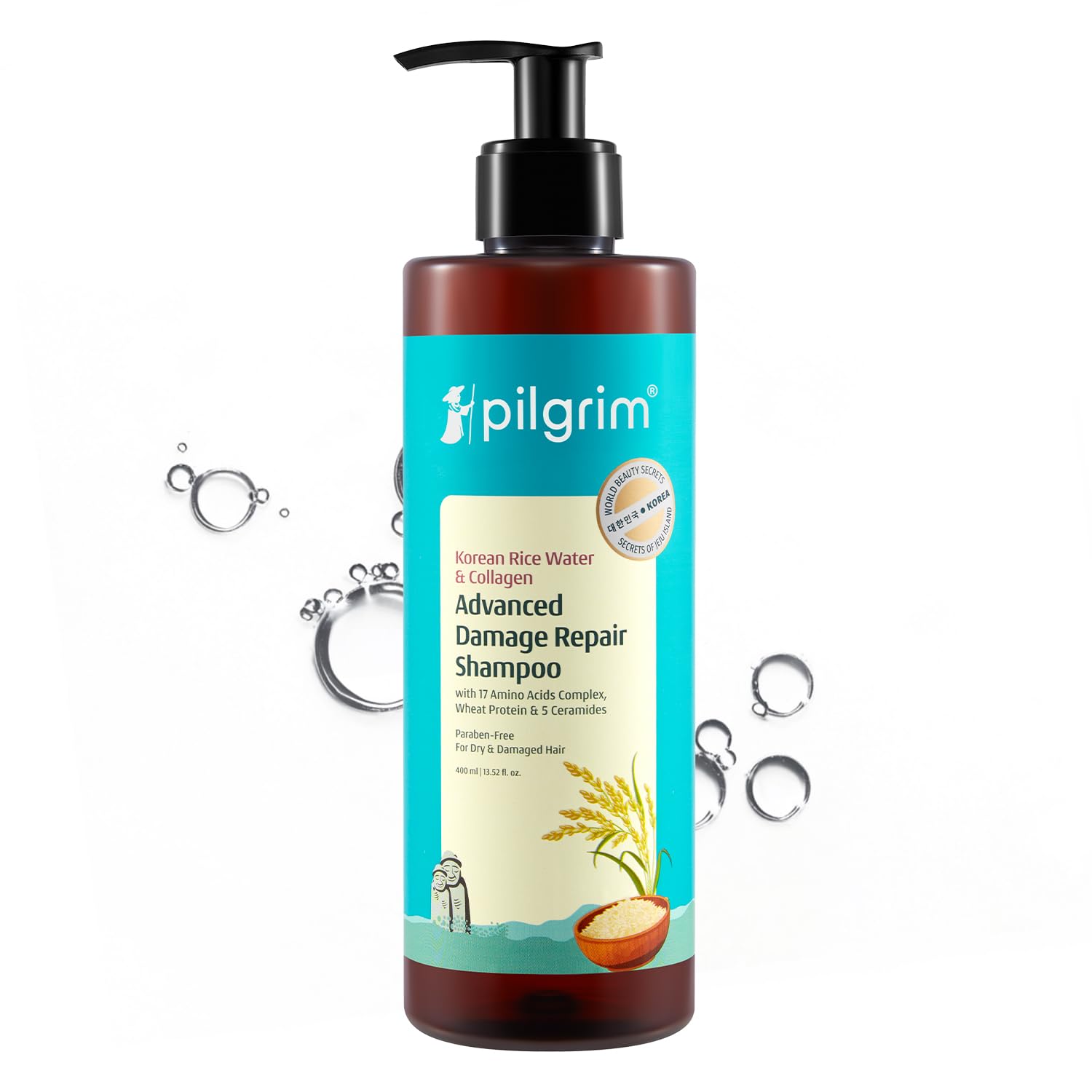 Pilgrim Korean Rice Water & Collagen Damage Repair Shampoo 400ml