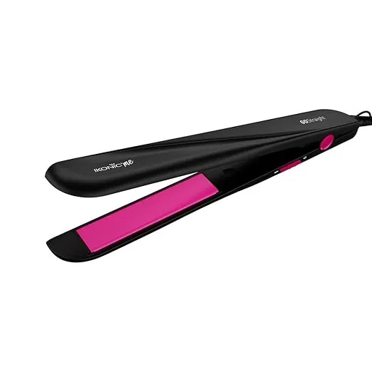 Ikonic Go Straight Hair Straightener - Black & Pink (Multicolor)