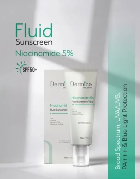 Dermina Niacinamide Fluid Sunscreen spf50 - 50Gm