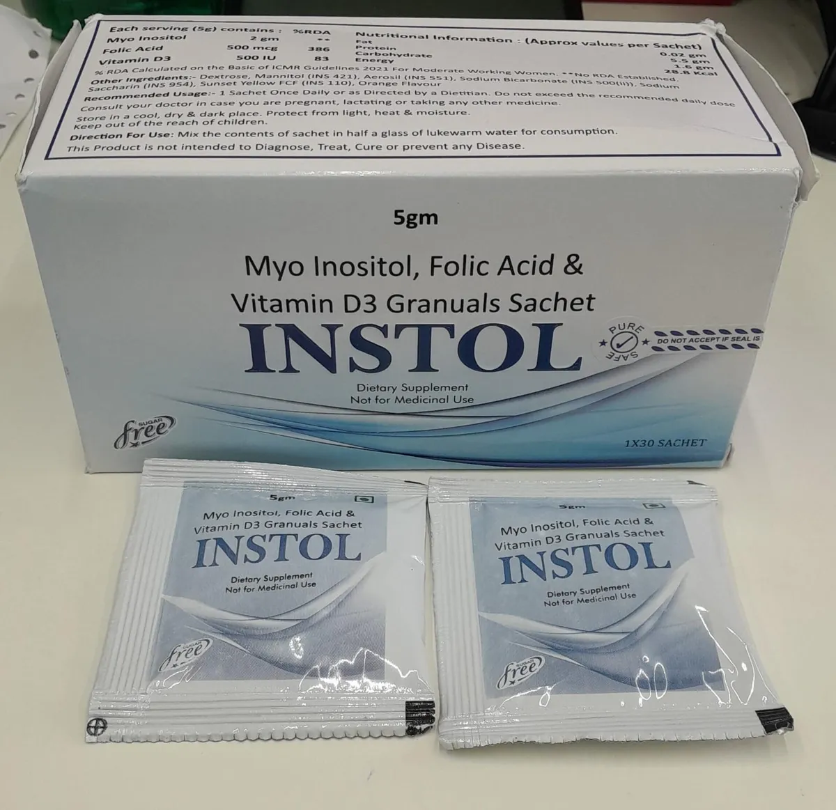 Myo-Inositol, Folic Acid & Vitamin D3 Dietary Supplement Sachets