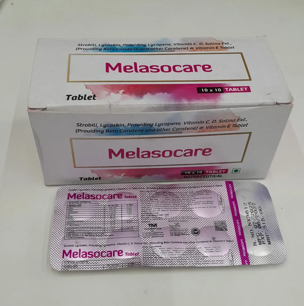 Melasocare Tablets Dietary Supplement For Skin And Hair Health 10 Tablets