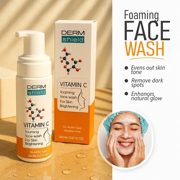 Dermshield Vitamin C Brightening Foaming Face Wash Deep Cleanser -  150Ml