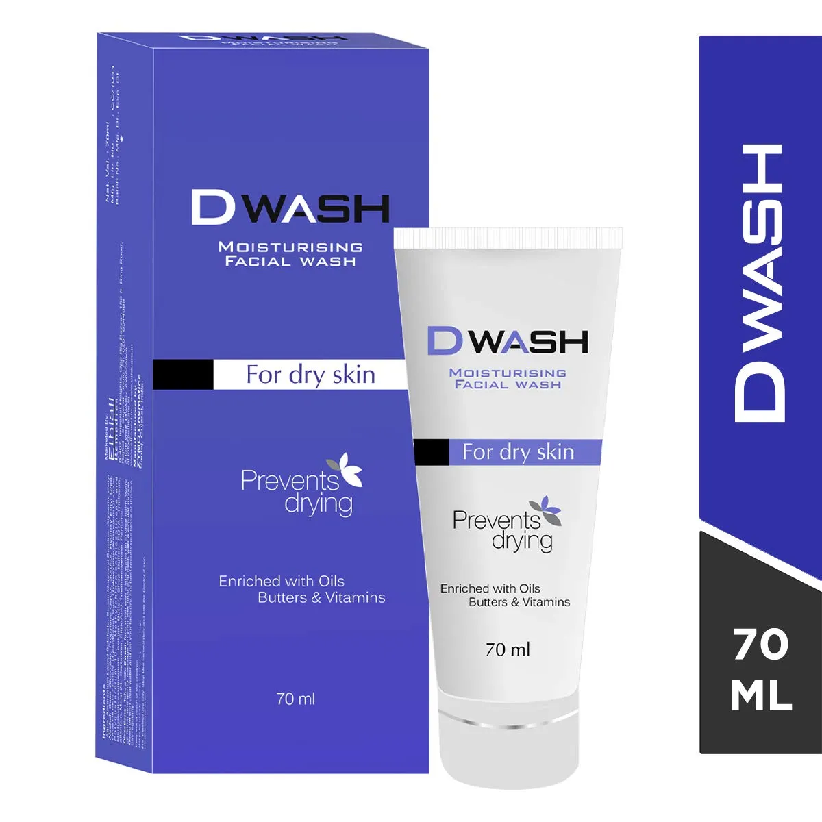Dwash Moisturising Facial Wash for Dry Skin - 70ml