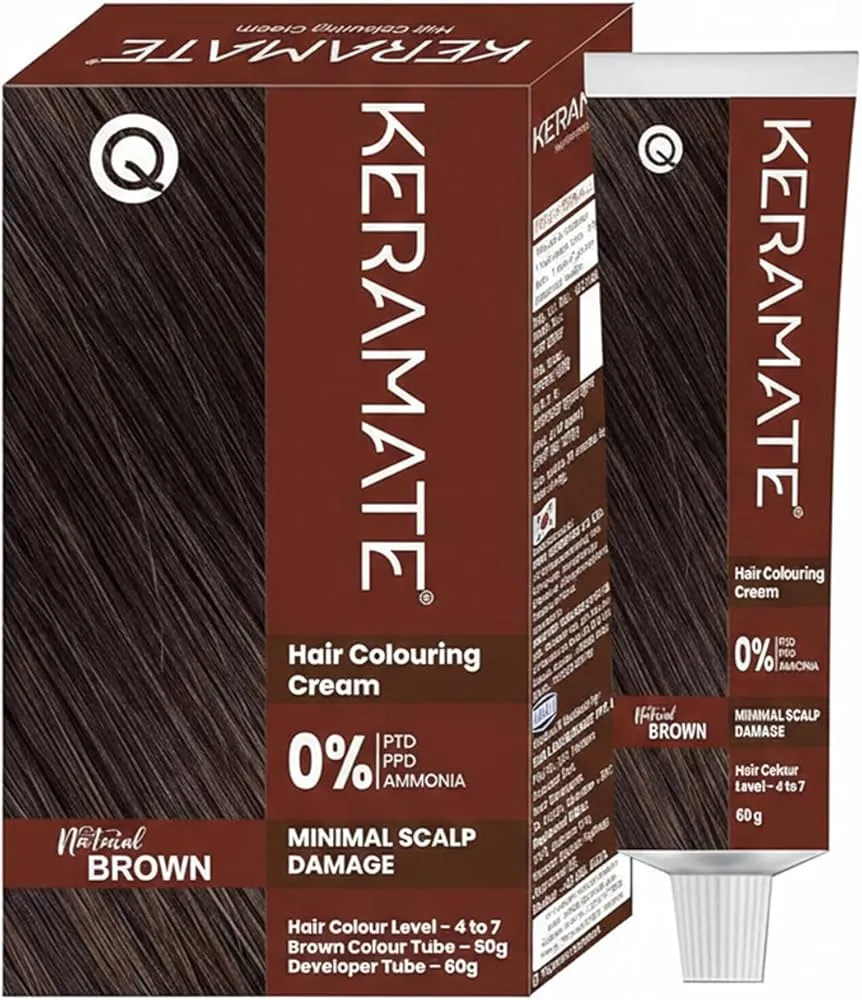 Keramate Ammonia-Free Hair Coloring Cream - Natural Brown 60g