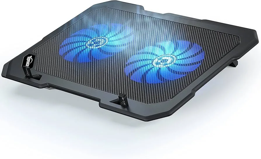 14 Inch Laptop Cooling Pad With Low Noise Fan & Aluminum Mesh Design - Blue
