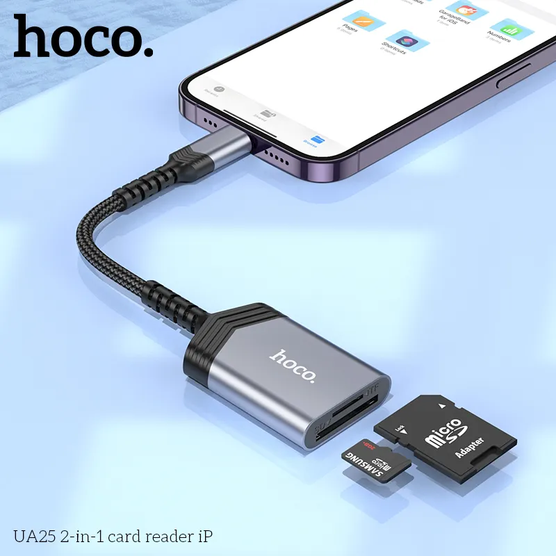 Hoco UA25 2 In 1 Lightning USB OTG SD TF Card Reader Adapter
