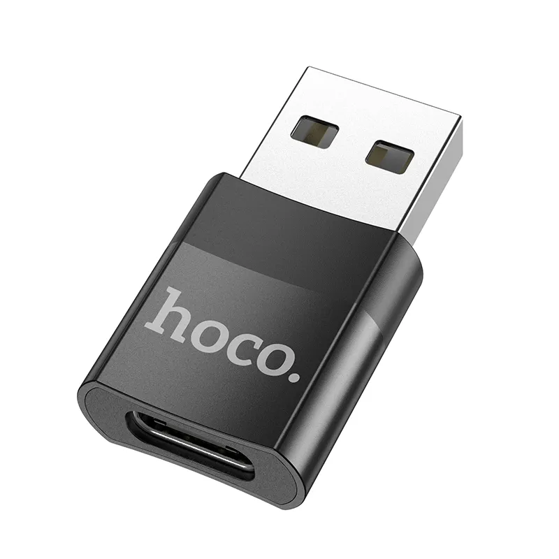 Hoco UA17 USB Male To Type C Female Adapter - Black