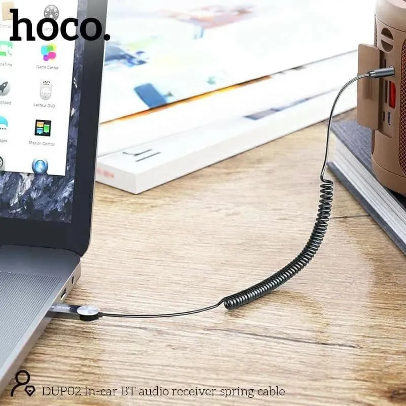 Hoco DUP02 In-Car Bluetooth Audio Receiver With Spring Cable