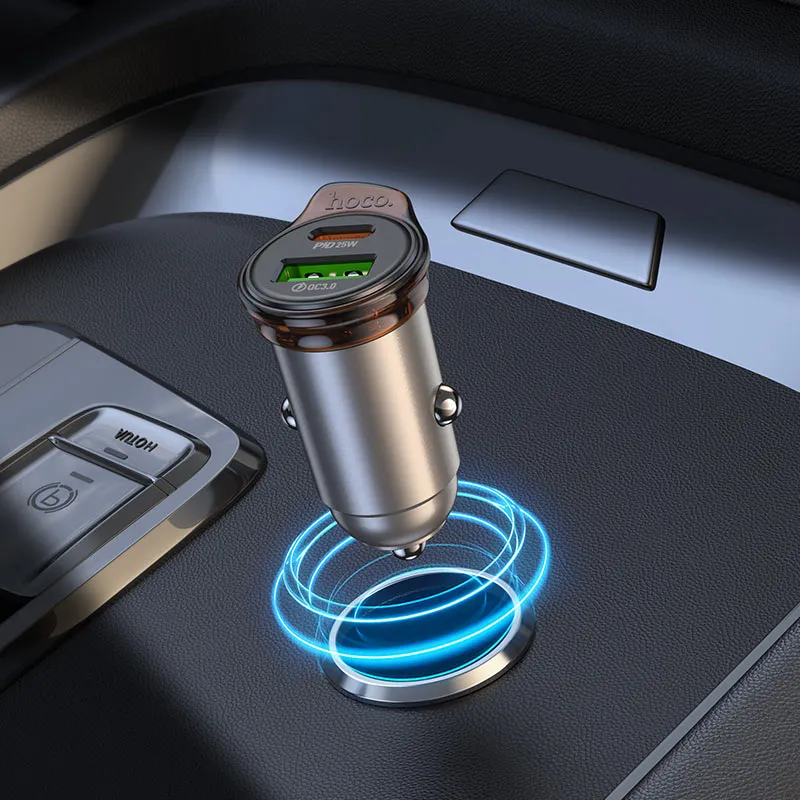 NZ16A Rigorous 43W Dual Port Car Charger - Metal grey
