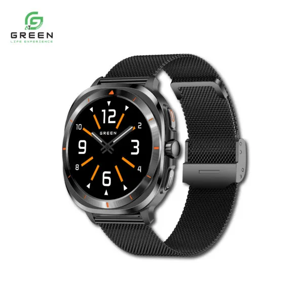 Green Squaro Smartwatch With 1.32″ Super AMOLED Display, AI GPT, BT Calling, IP68, 123+ Sports Modes, BT 5.4 And 300mAh Battery