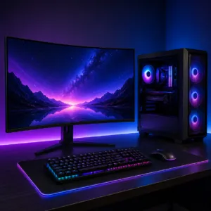 Desktop Gaming Computer Set i7 14th Gen | 512GB SSD | 16GB RAM | 27 inch Curved Gaming Monitor