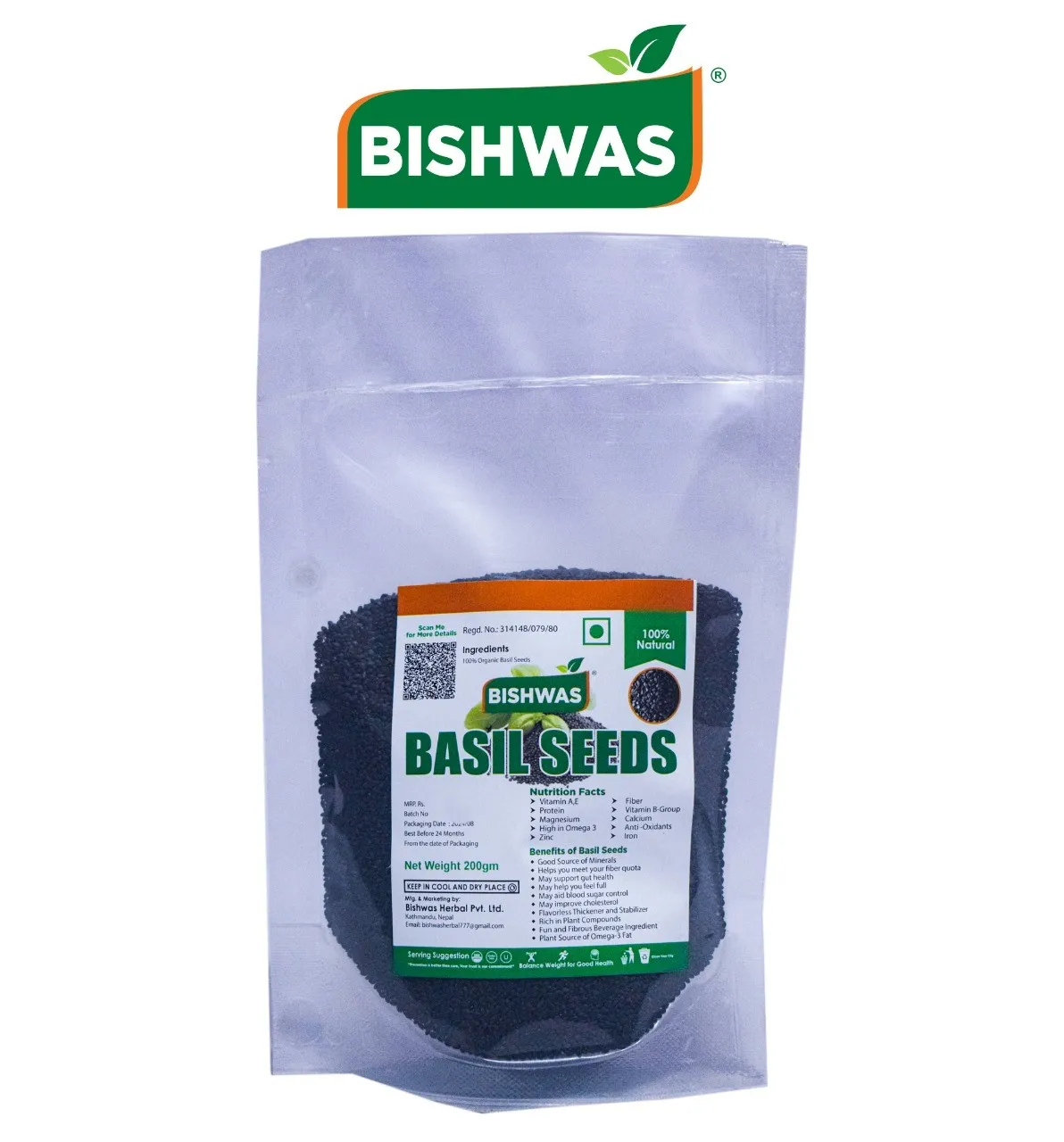 Bishwas Basil Seeds (Sabja/Tukmaria) - 200g