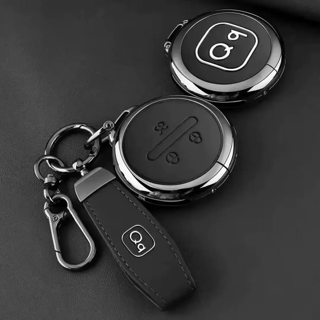 Chery Q/QQ3: Premium Metal Key Cover with Keyring (Random Color)