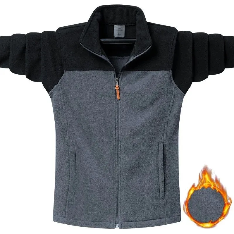 Winter Warm Polar Fleece Contrast Windcheater Jacket For Men