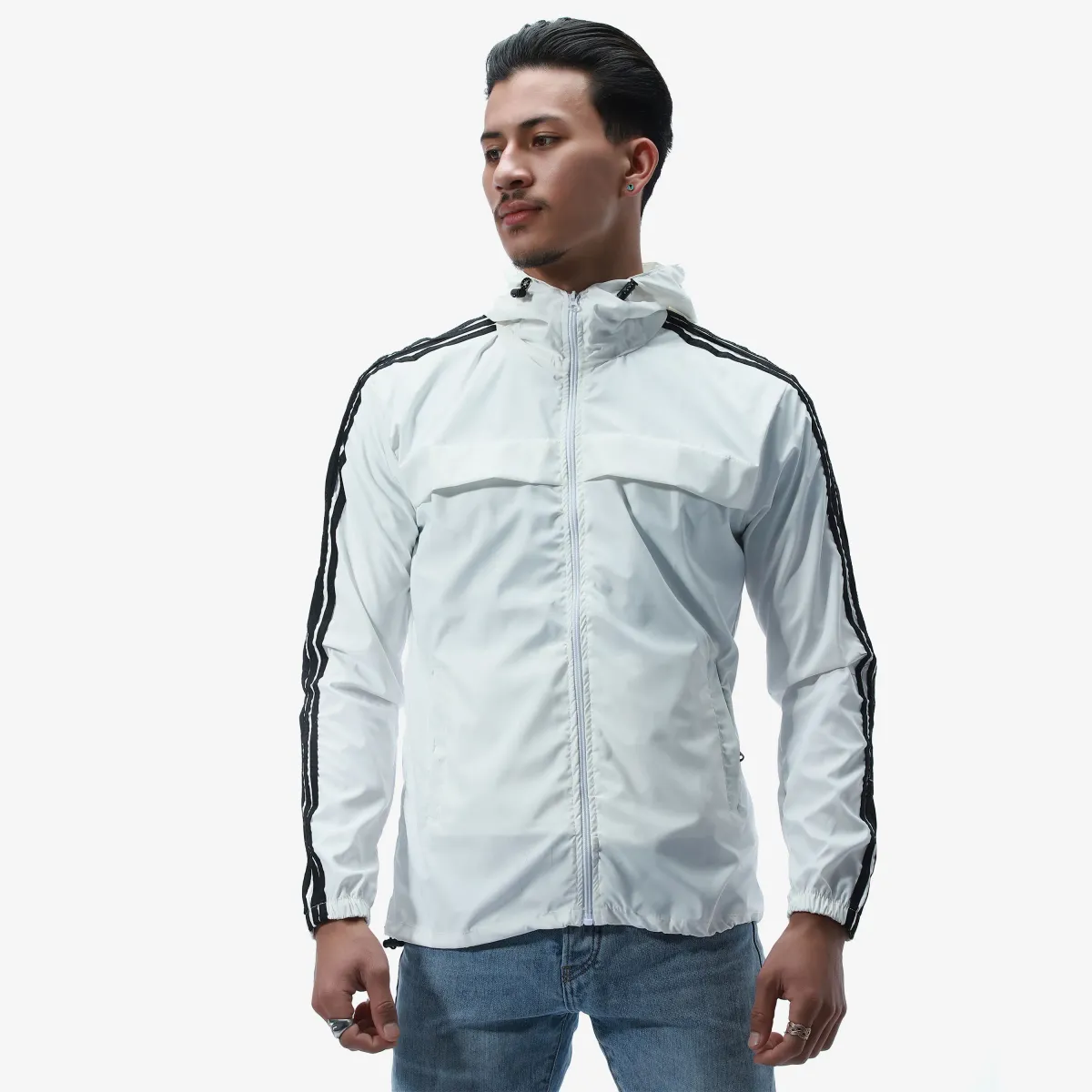 Single Layer Lightweight Hooded Windcheater Jacket For Men